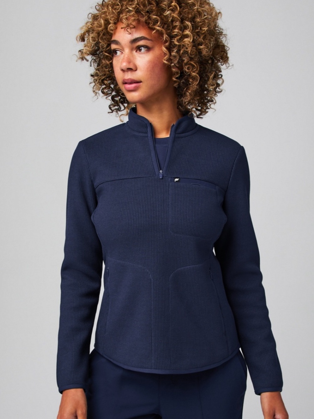NWOT Fabletics Navy Quarter-Zip Scrub Jacket